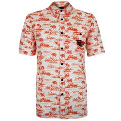 Men's White Beaver Island Print Camp Shirt