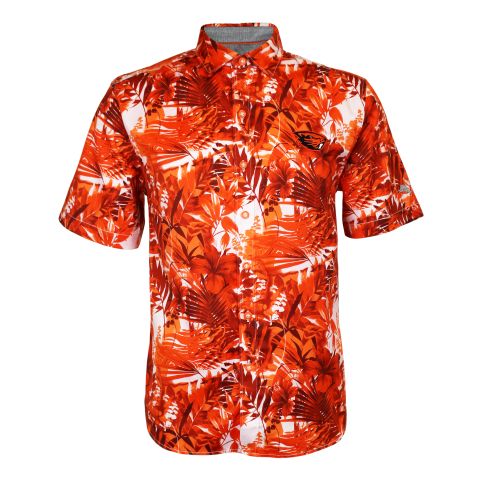 Men's Tommy Bahama Orange Sport Electric Blooms Beaver Shirt