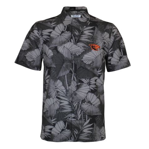 Men's Tommy Bahama Black Coast Nuevo Fronds Beaver Shirt