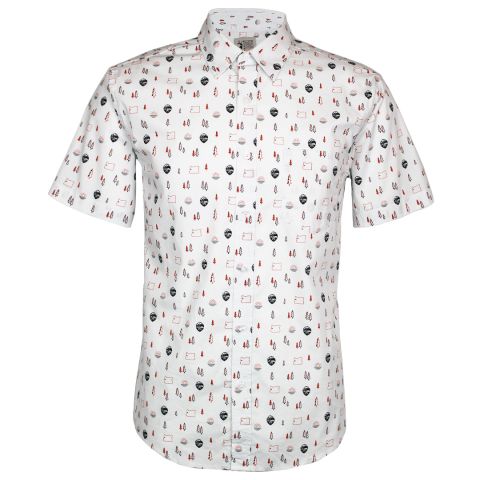 Men's White Oregon Pattern Camp Shirt