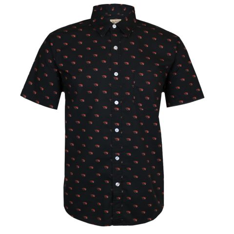 Men's Black Beaver Pattern Camp Shirt