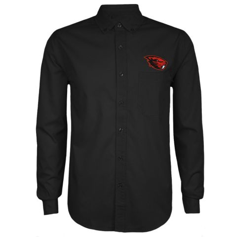 Men's Black Woven Long Sleeve with Beaver