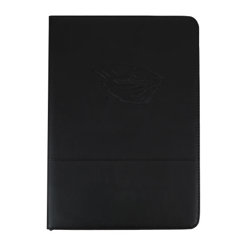 Black Zippered Padfolio with Embossed Beaver