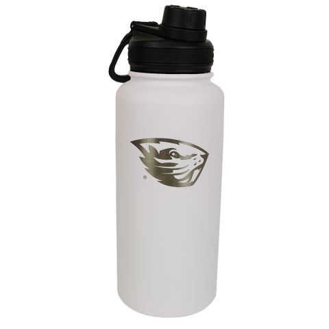 White Etched Beaver Sport Bottle