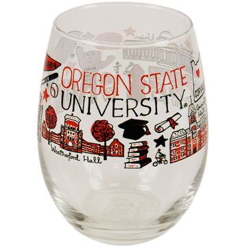 Oregon State University Collage Wine Glass