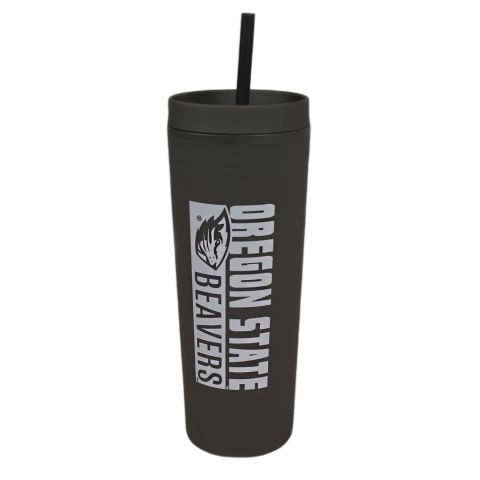 Grey Straw Tumbler with Oregon Statte