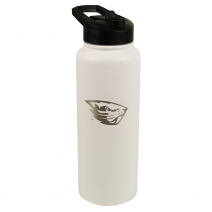 White Thirst Quencher Cold Drink Bottle with Beaver