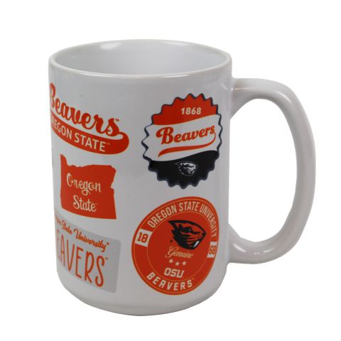 White Oregon State Beavers Decal Mug