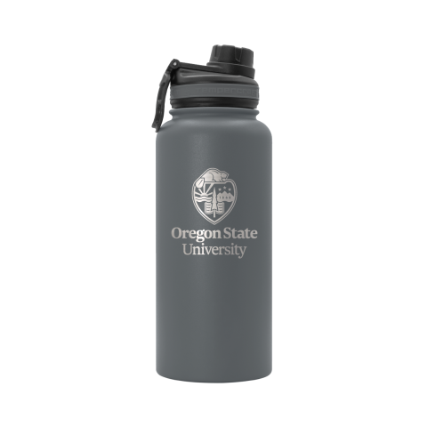 Grey Metal Sport Bottle with Etched University Crest