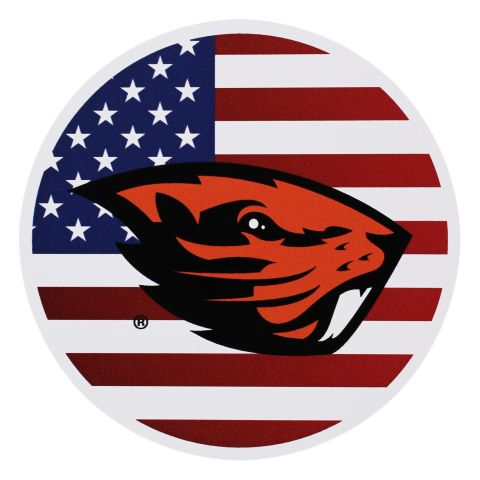 Circle American Flag Decal with Beaver