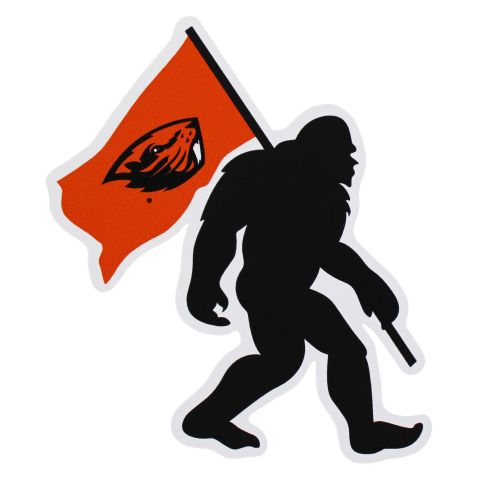 Bigfoot Carrying Beaver Flag Sticker