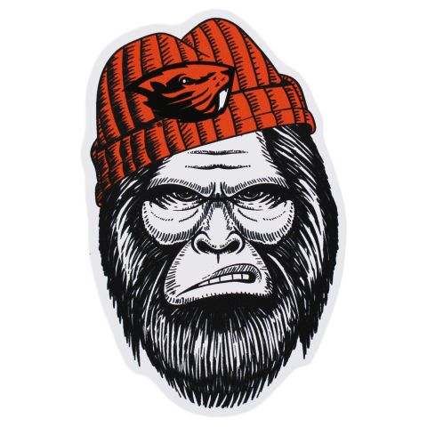 Bigfoot in Orange Beaver Beanie Sticker
