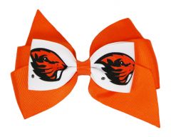 Orange and White Beaver Fan Hair Bow