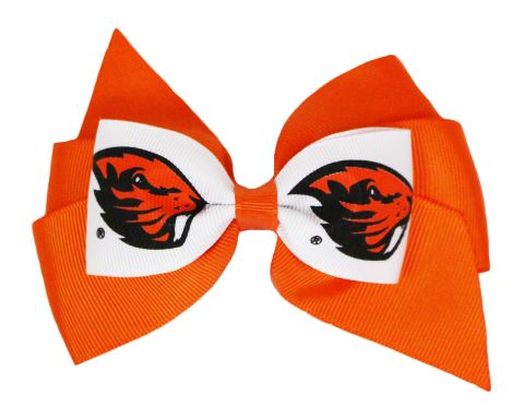 Orange and White Beaver Fan Hair Bow