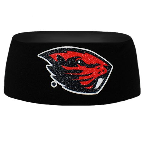 Black Stretch Headband with Sparkle Beaver