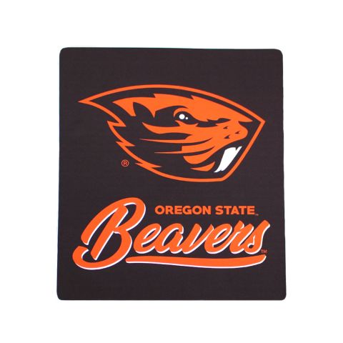 Black Fleece Throw Blanket with Beavers