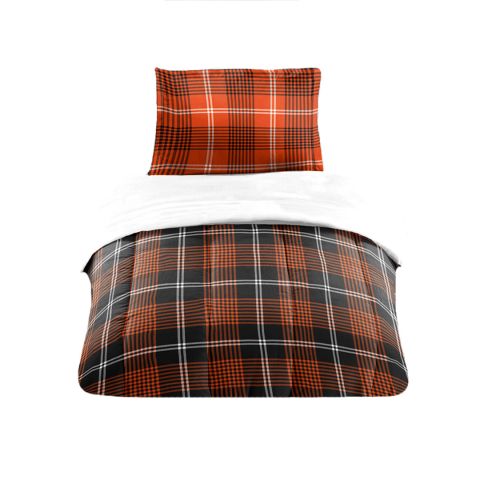 School Colors Orange and Black Plaid Comforter Set