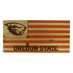 Wooden Oregon State Beaver Flag Wall Art