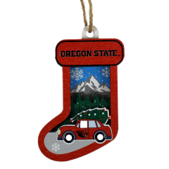 Wood Oregon State Stocking Shaped Ornament