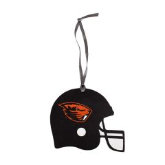 Black Football Helmet Ornament with Beaver