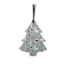 Grey Tree-Shaped Ornament with Beaver