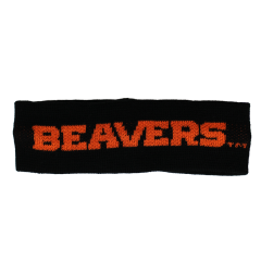 Black Knit Headband with Beavers