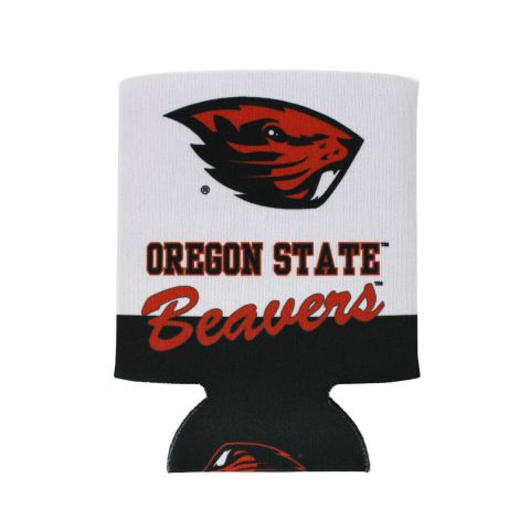 White and Black Oregon State Beavers Coozie