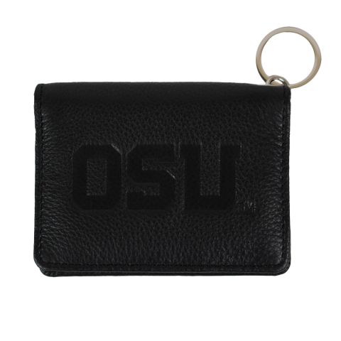 OSU Black Leather Velcro Card Holder