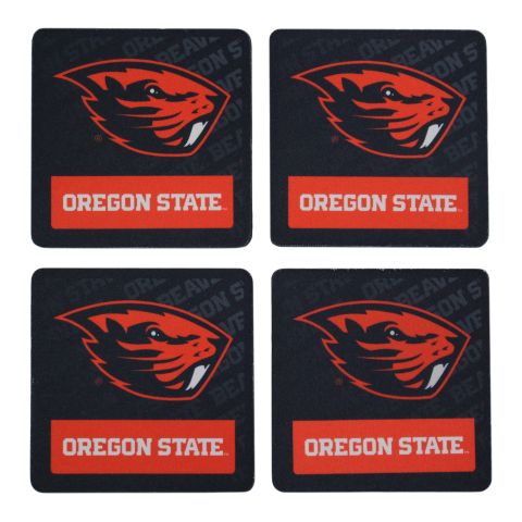 Black and Orange Coasters with Beaver