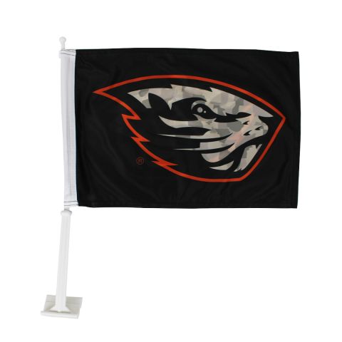 Black Camo Beaver Car Window Flag