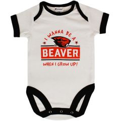 Infant Champion White and Black "I Wanna Be A Beaver" Onesie