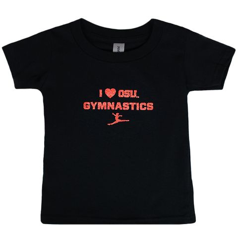 Toddler Black I Heart OSU Gymnastics Tee