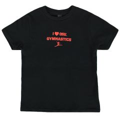 Youth Black I Heart OSU Gymnastics Tee