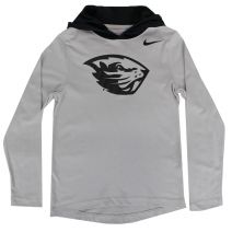 Youth Nike Grey and Black Hoodie Tee with Beaver