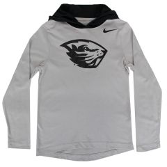 Youth Nike Grey and Black Hoodie Tee with Beaver