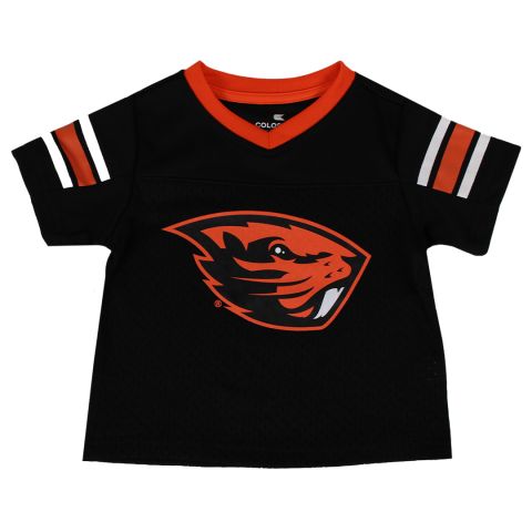 Toddler Black Perforated Football Jersey with Beaver