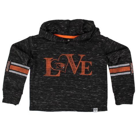 Toddler Gray Love Oregon State Long Sleeve with Hood