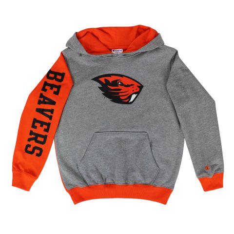 Youth Grey and Orange Beavers Hoodie