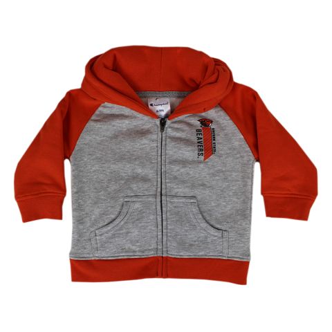 Infant Champion Grey and Orange Full Zip Beavers Hoodie