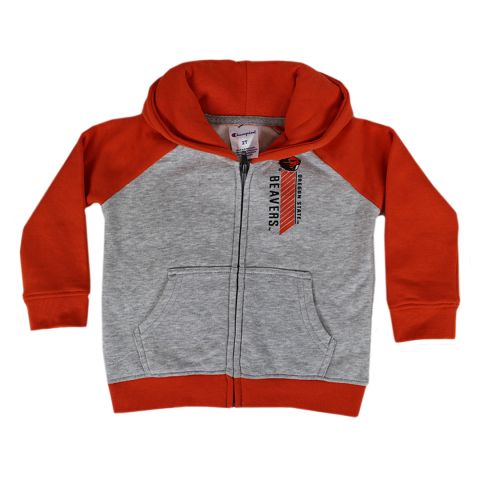 Toddler Champion Grey and Orange Full Zip Beavers Hoodie