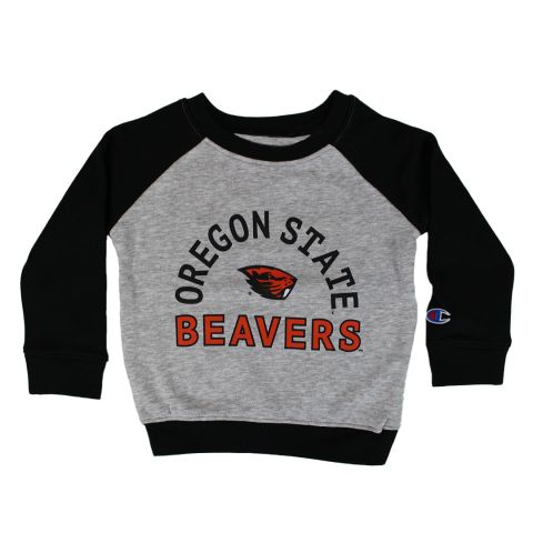 Toddler Champion Black and Grey Raglan Sweatshirt with Beaver