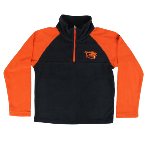 Youth Columbia Grey and Orange Fleece Beaver Quarter-Zip