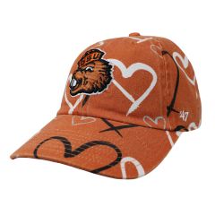 Kid's Orange Benny Hat with Hearts