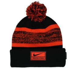 Youth Nike Black and Orange Pom Beanie