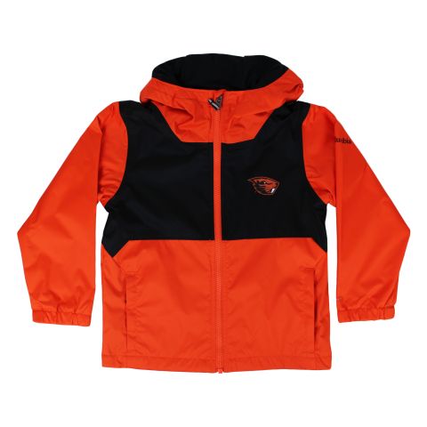 Youth Orange and Black Full-Zip Waterproof Jacket