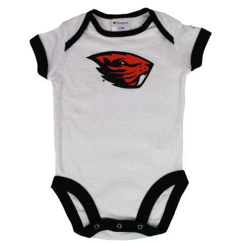 Infant Champion White and Black Beaver Onesie