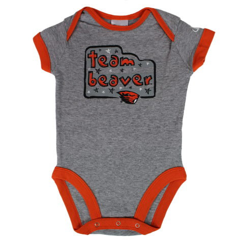 Infant Champion Grey and Orange Team Beaver Onesie