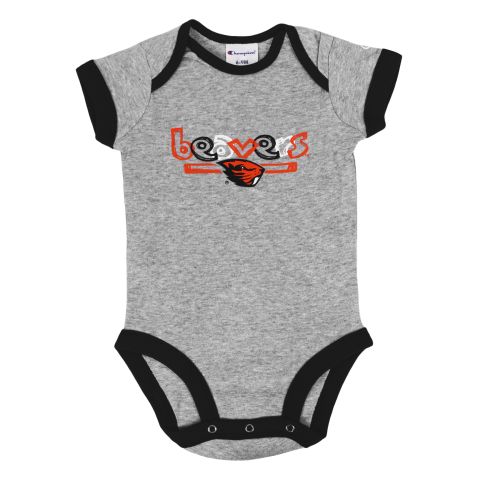 Infant Champion Grey and Black Beavers Onesie