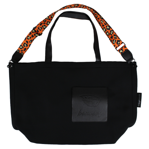 Black Neoprene Tote Bag with Beaver