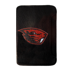 Black Leather Side Loading Wallet Sleeve with Beaver